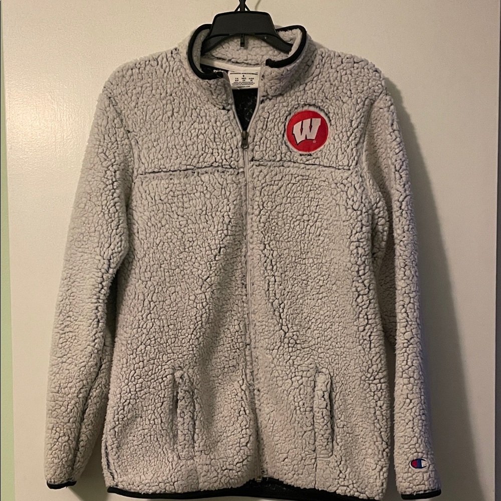 University of Wisconsin-Madison Off White/Light Gray Sherpa Fleece